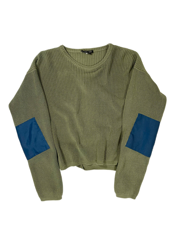 1990s Helmut Lang elbow patch cropped oversized sweater