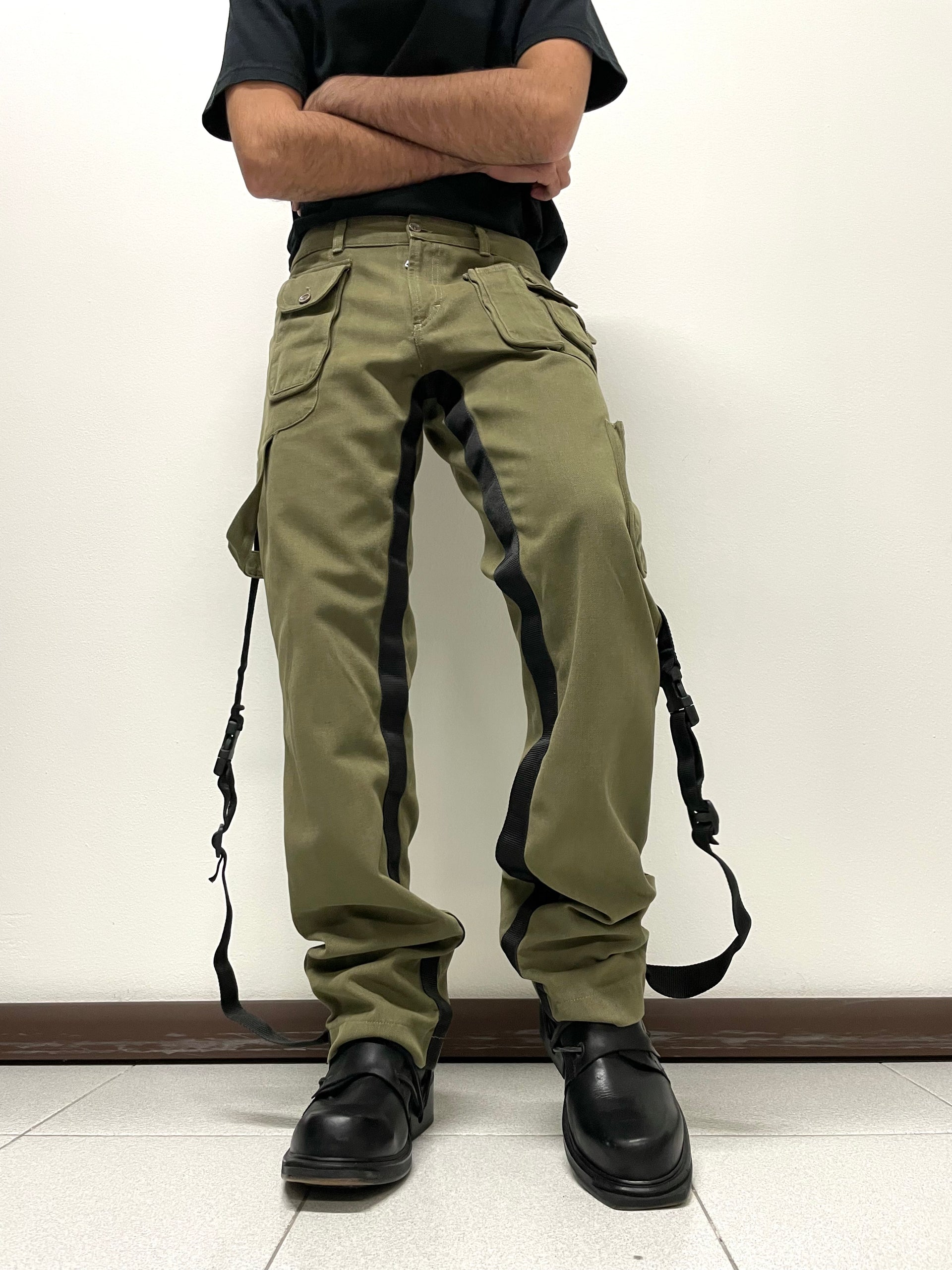 AW2003 Dolce & Gabbana bondage parachute cargo pants