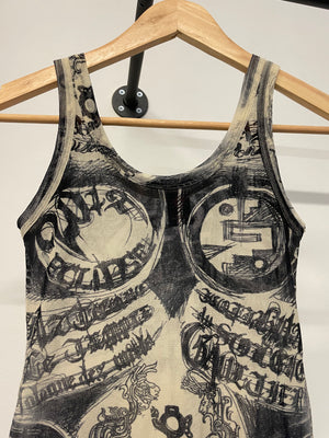 1990s Jean Paul Gaultier tattoo mesh tank