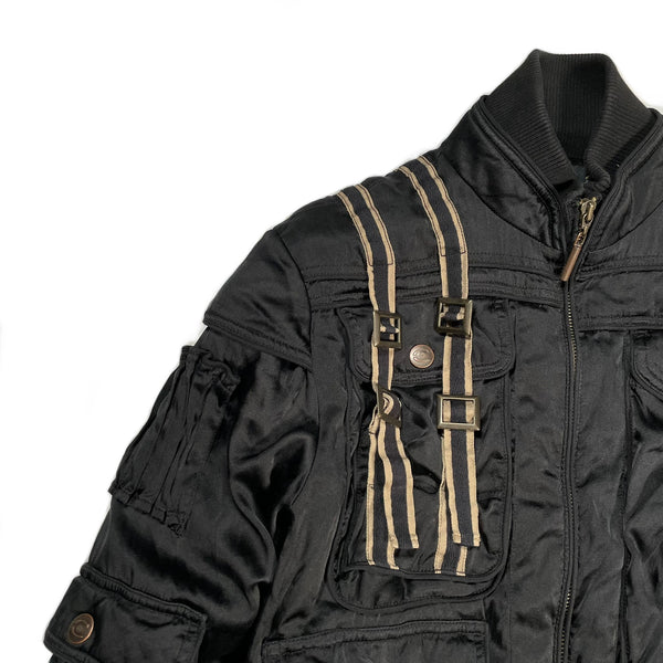 1990s Roberto Cavalli bondage bomber jacket
