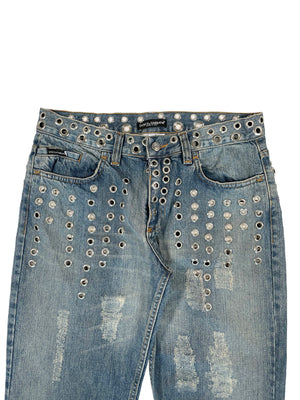 SS2006 Dolce & Gabbana eyelet studded jeans