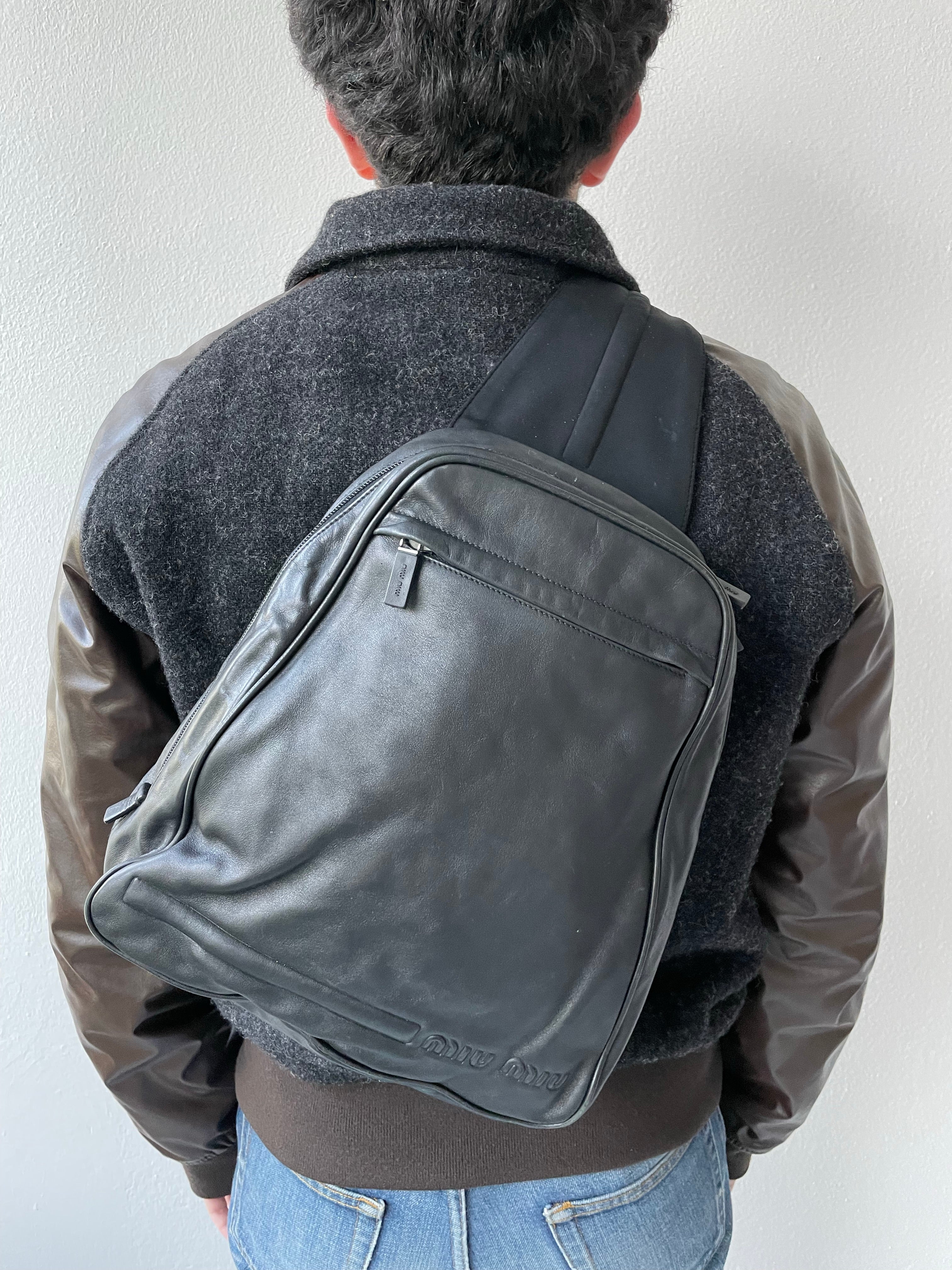 1999 Miu Miu black leather crossbody bag