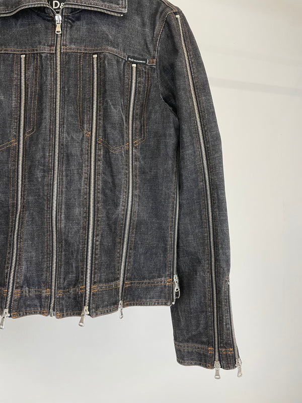 Dolce & Gabbana zipper shredder denim jacket