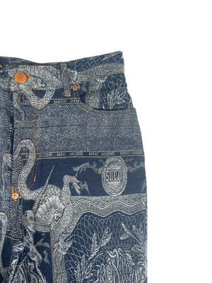 AW1994 Jean Paul Gaultier Dragon Slayer jacquard tattoo denim