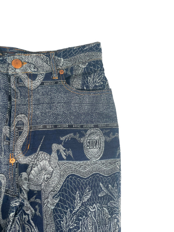 AW1994 Jean Paul Gaultier Dragon Slayer jacquard tattoo denim