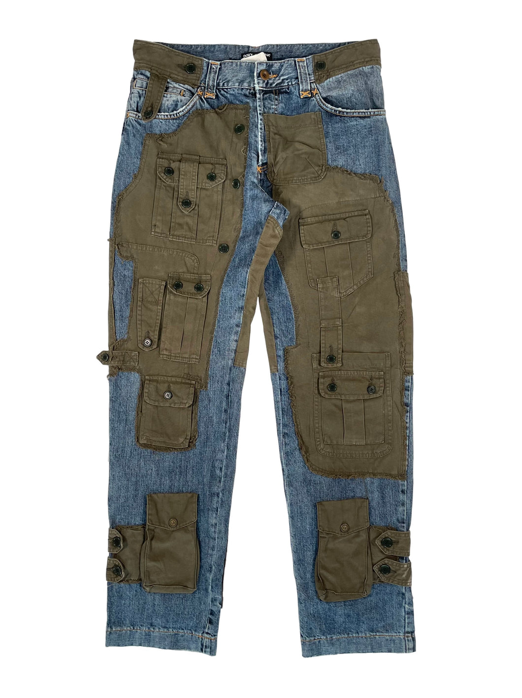 AW2005 Dolce & Gabbana hybrid patchwork cargo jeans