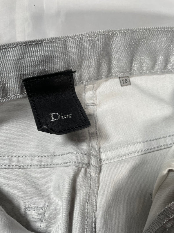 2000s Dior Homme silver coated denim