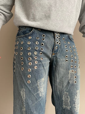 SS2006 Dolce & Gabbana eyelet studded jeans