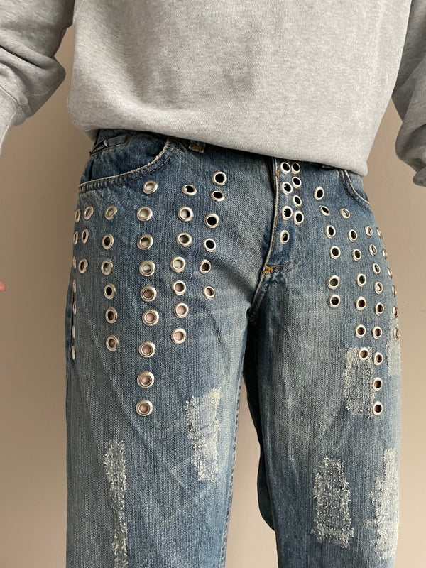 SS2006 Dolce & Gabbana eyelet studded jeans