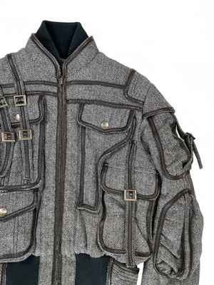 1990s Roberto Cavalli bondage cargo bomber jacket