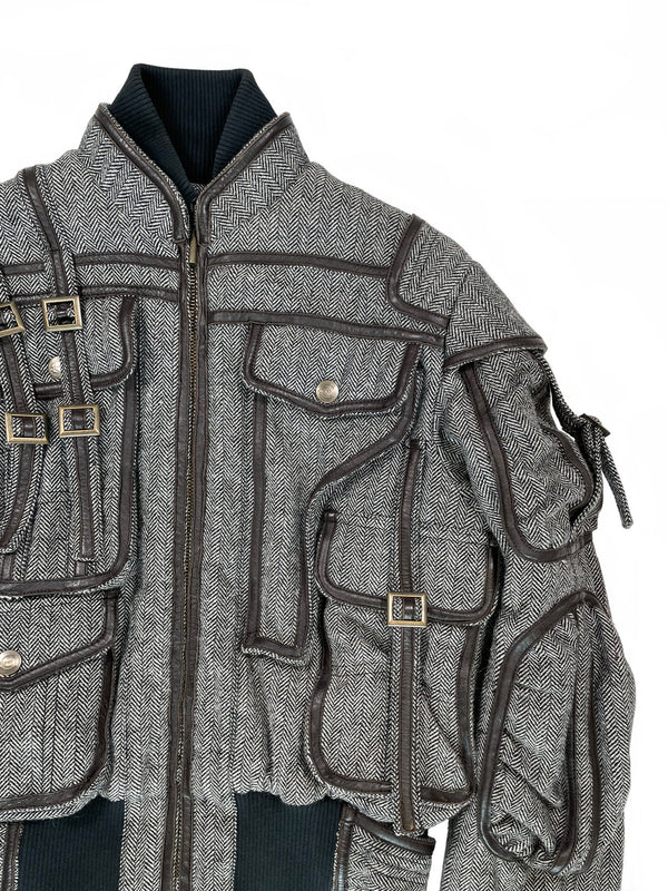 1990s Roberto Cavalli bondage cargo bomber jacket