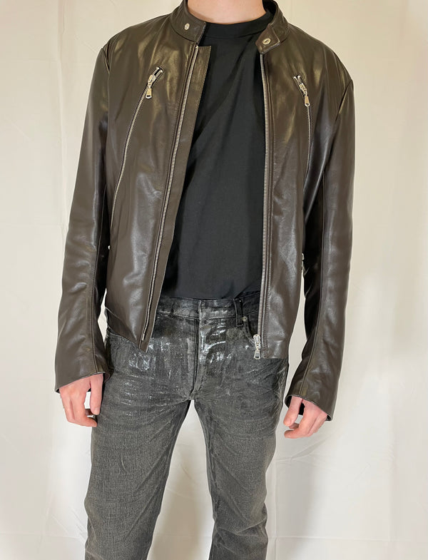 2000’s Maison Margiela sample 5 zip leather jacket