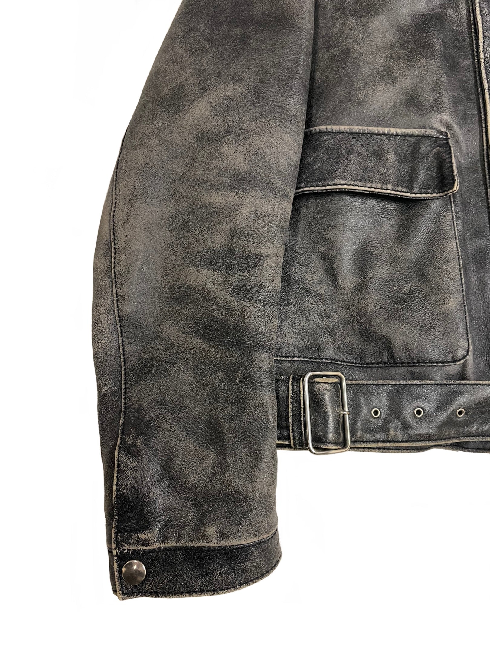 ジャケット・アウター 90s miumiu fade leather jacket archive AW2001 Miu Miu distressed leather belted jacket