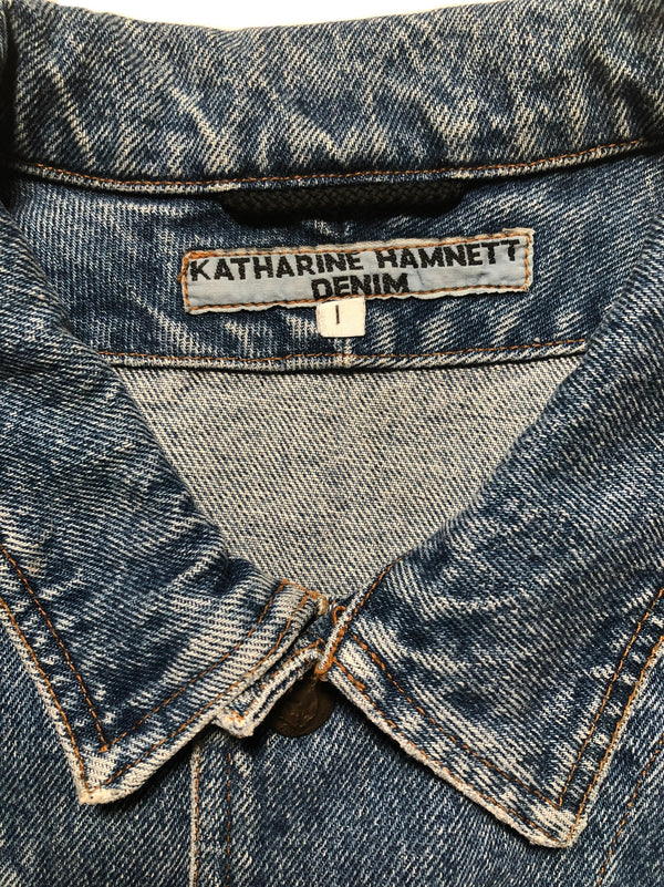 1980s Katharine Hamnett oversize cargo denim jacket