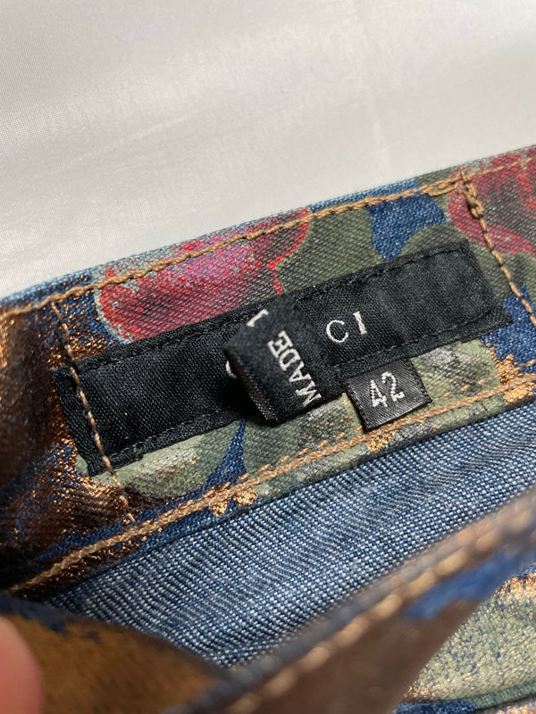 SS2001 Gucci by Tom Ford floral jeans