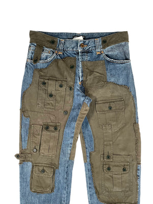 AW2005 Dolce & Gabbana hybrid patchwork cargo jeans