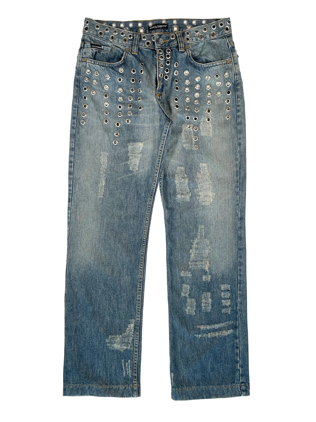 SS2006 Dolce & Gabbana eyelet studded jeans