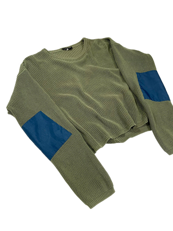 1990s Helmut Lang elbow patch cropped oversized sweater