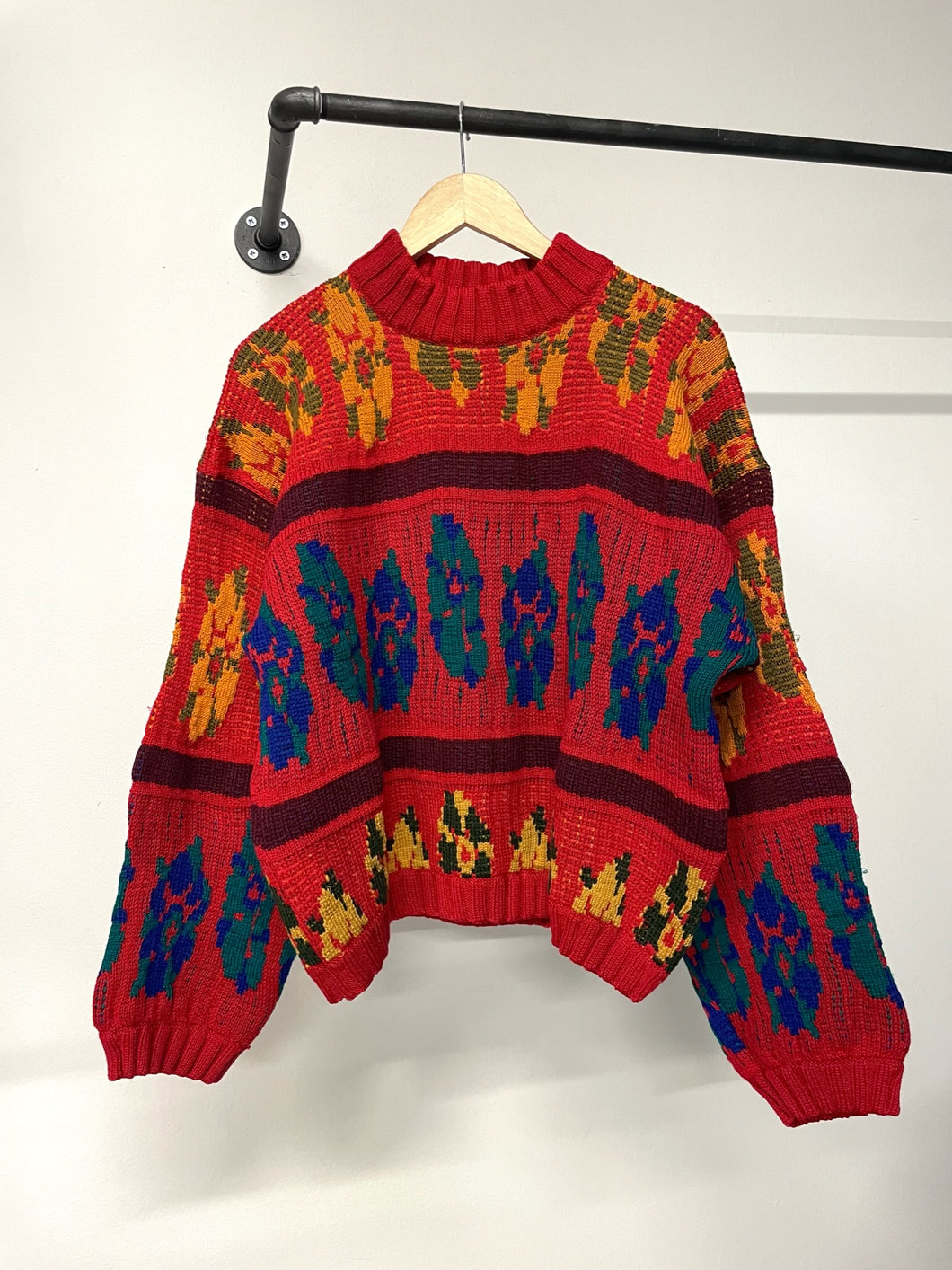 1980s Marithe Francois Girbaud intarsia floral sweater