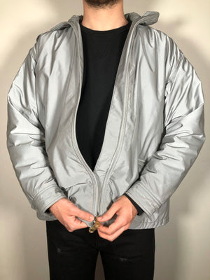 AW2000 Emporio Armani futuristic reflective glass jacket with modular hood
