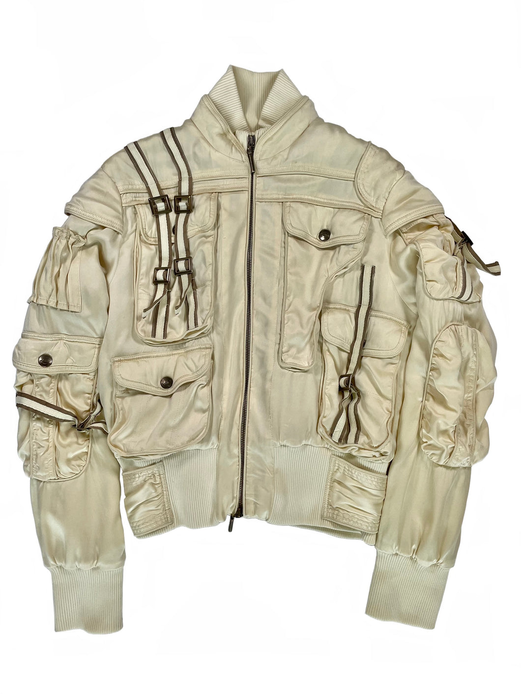 1990s Roberto Cavalli bondage cargo bomber jacket
