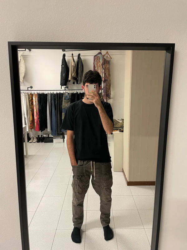 2000s Rick Owens dust grey creatch cargo pants