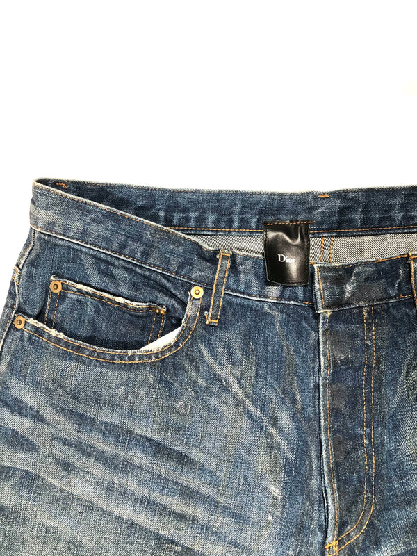 AW2003 "Dior Homme Luster" Blue Waxed Denim