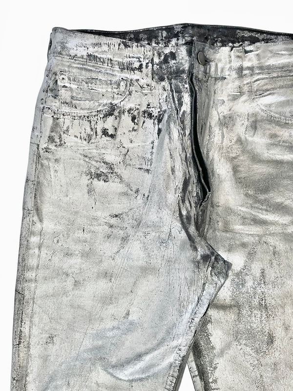 AW1999 Maison Margiela artisanal silver painted jeans