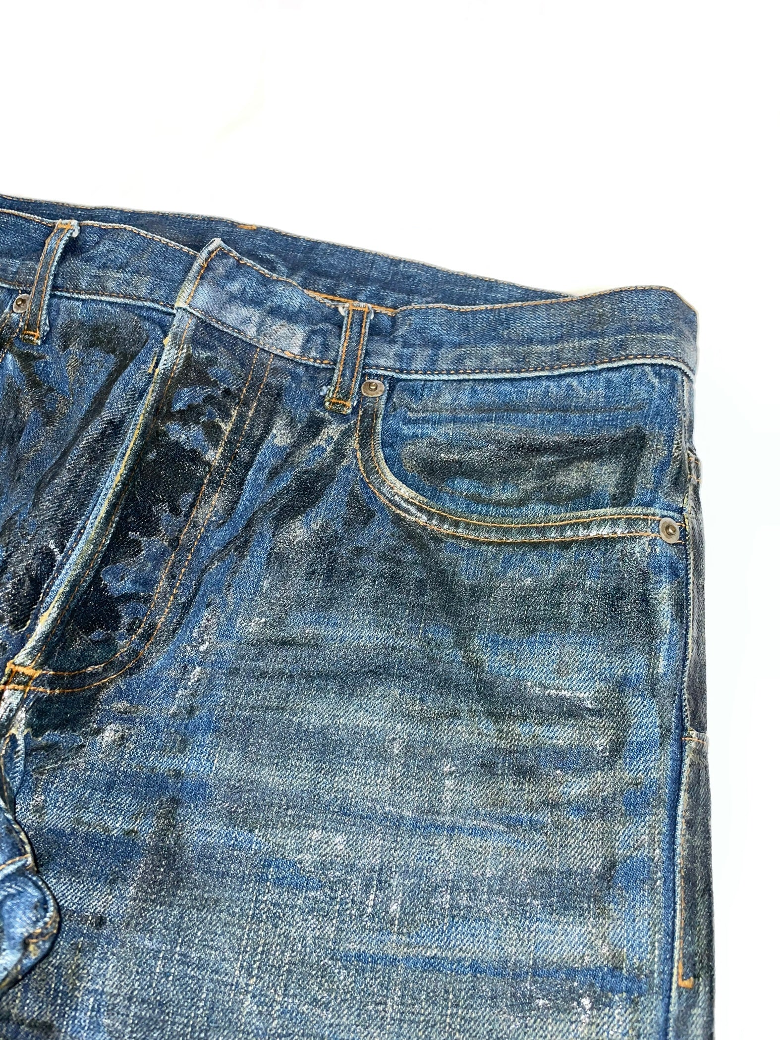 AW2007 Dior Homme waxed blue denim