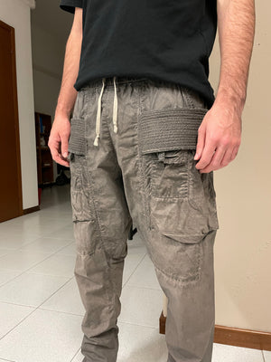 2000s Rick Owens dust grey creatch cargo pants