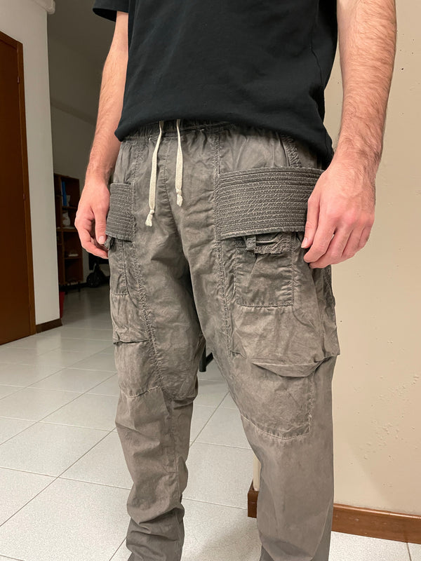 2000s Rick Owens dust grey creatch cargo pants