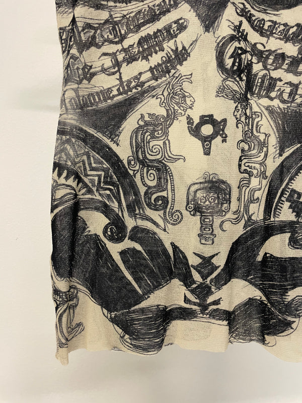 1990s Jean Paul Gaultier tattoo mesh tank