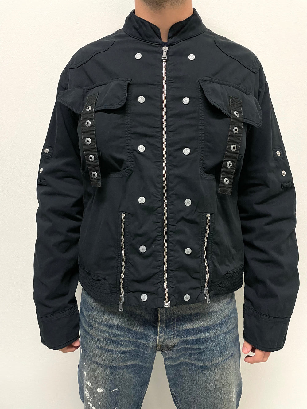 2003 Dolce & Gabbana bondage cargo bomber parachute jacket