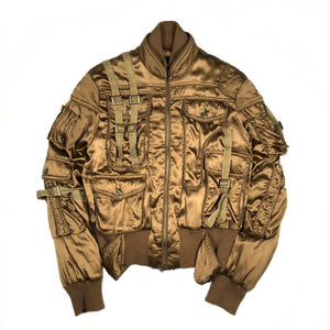 1990’s Roberto Cavalli silk bondage soldier bomber jacket