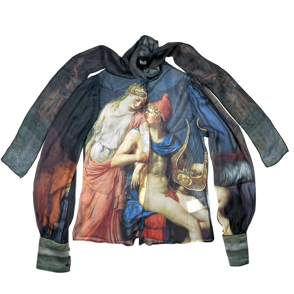 2000s Dolce & Gabbana runway painting silk shirt