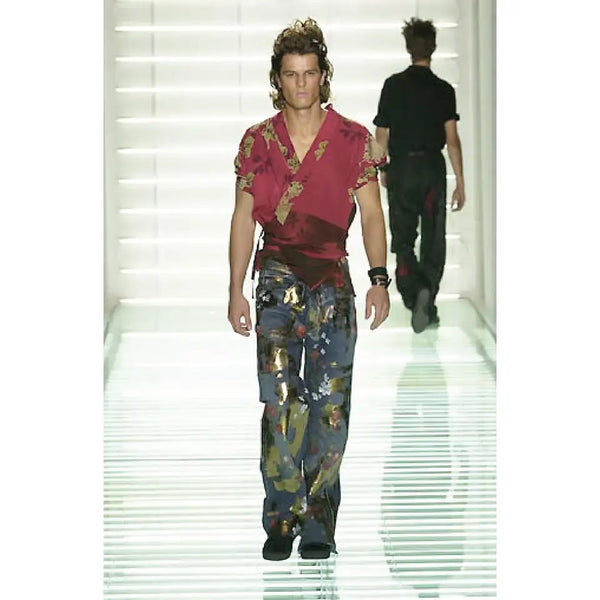 SS2001 Gucci by Tom Ford floral jeans