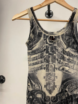 1990s Jean Paul Gaultier tattoo mesh tank