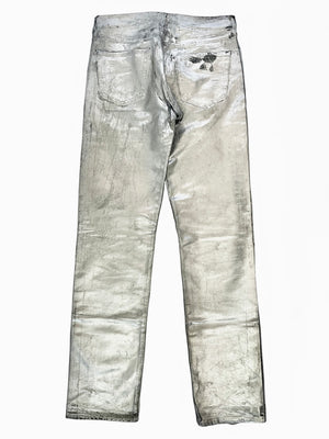 AW1999 Maison Margiela artisanal silver painted jeans