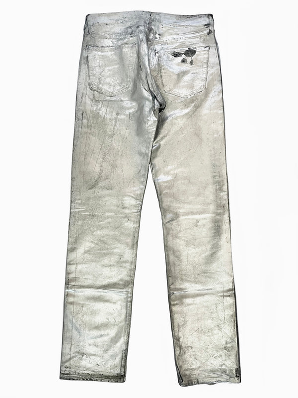 AW1999 Maison Margiela artisanal silver painted jeans