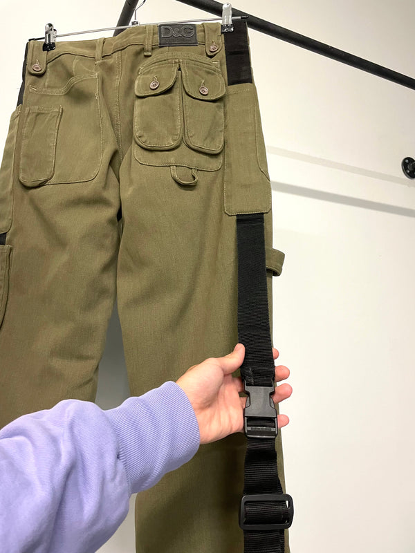 AW2003 Dolce & Gabbana bondage parachute cargo pants