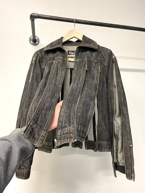 SS2003 Dolce & Gabbana zipper shredder denim jacket