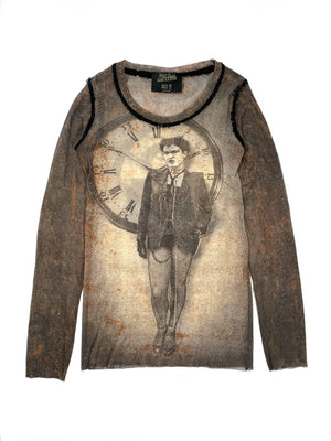 AW2003 Jean Paul Gaultier “clock woman” mesh long sleeve shirt
