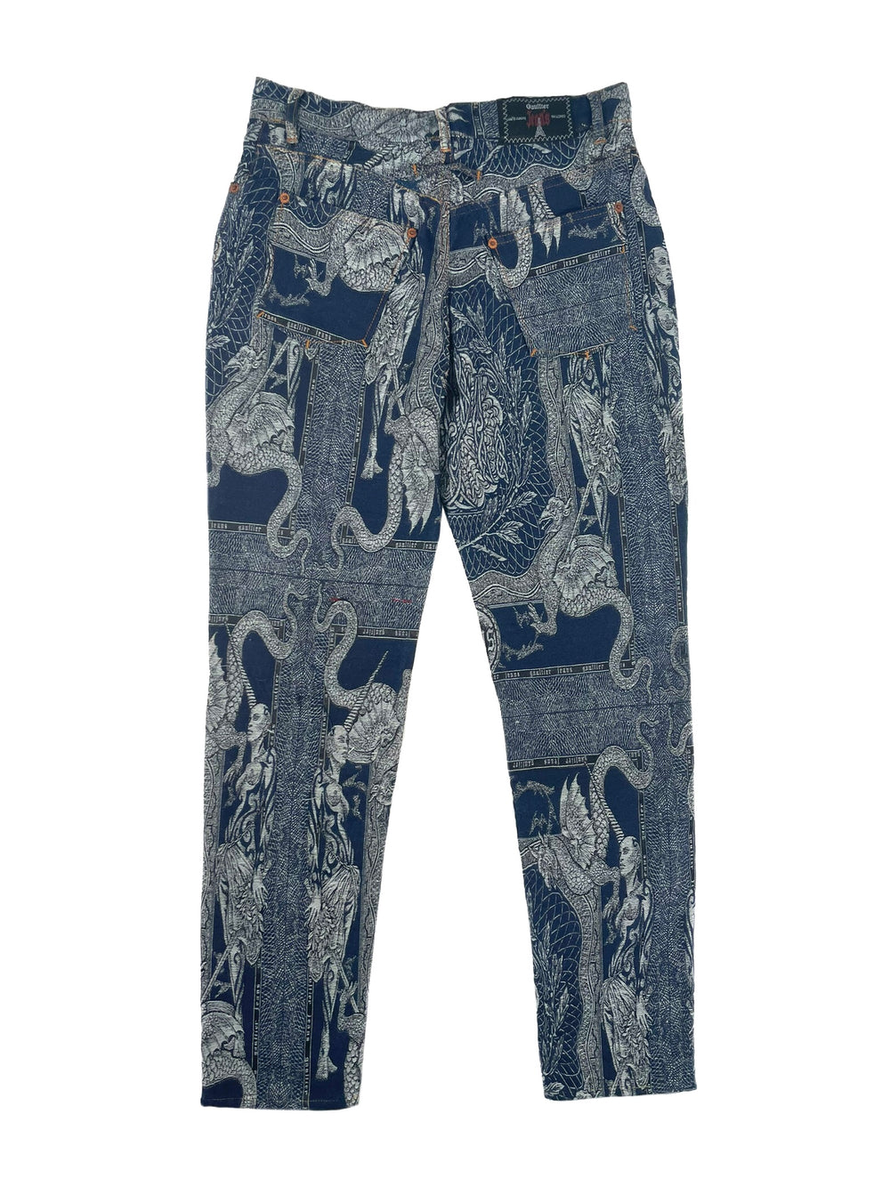 AW1994 Jean Paul Gaultier Dragon Slayer jacquard tattoo denim