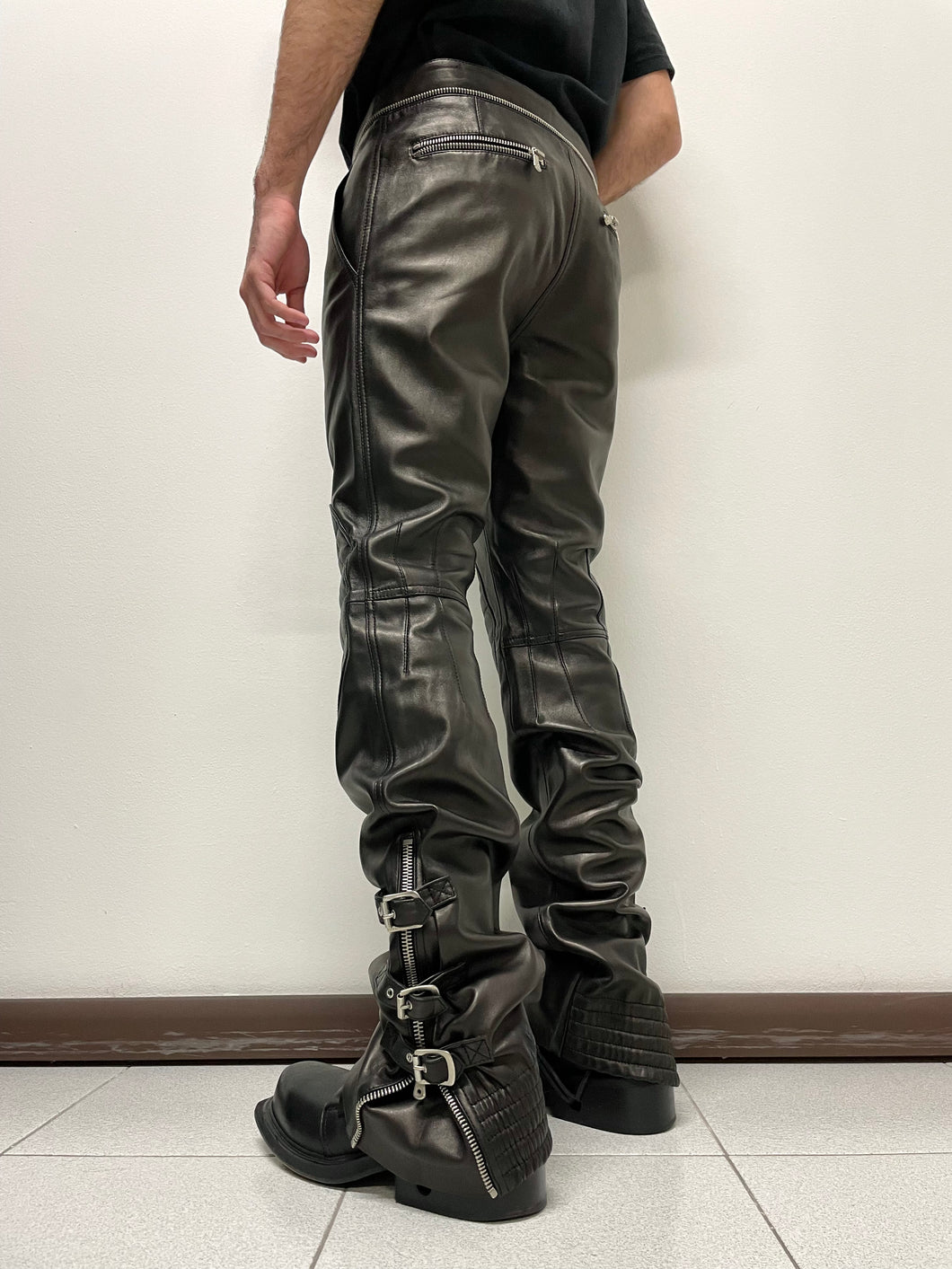 AW2003 Dolce & Gabbana leather bondage biker pants