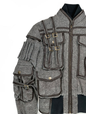 1990s Roberto Cavalli bondage cargo bomber jacket