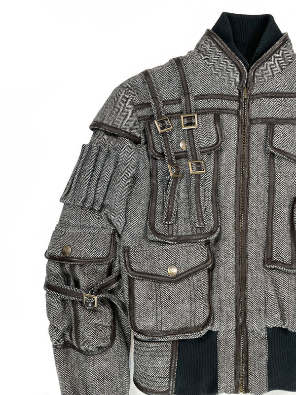 1990s Roberto Cavalli bondage cargo bomber jacket