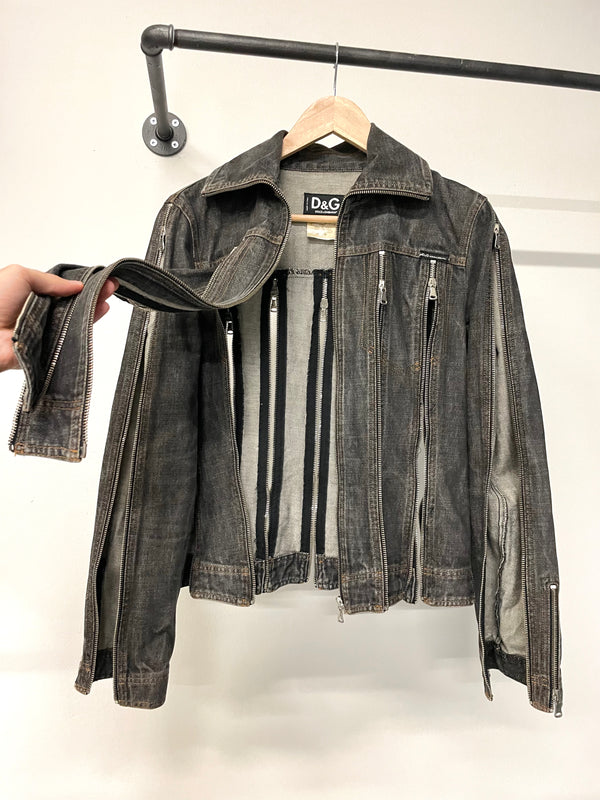 SS2003 Dolce & Gabbana zipper shredder denim jacket