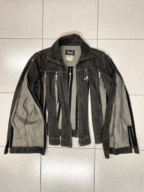 SS2003 Dolce & Gabbana zipper shredder denim jacket