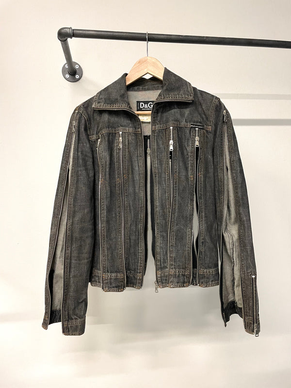 SS2003 Dolce & Gabbana zipper shredder denim jacket