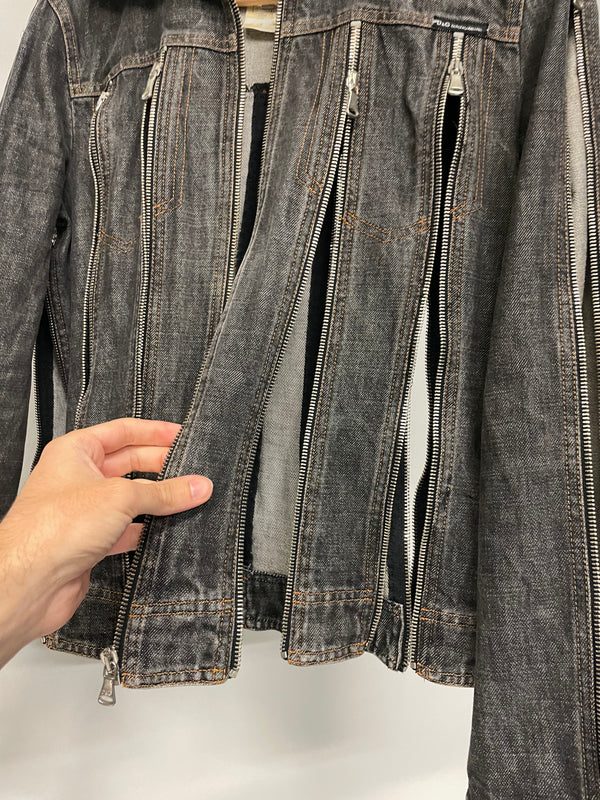 SS2003 Dolce & Gabbana zipper shredder denim jacket